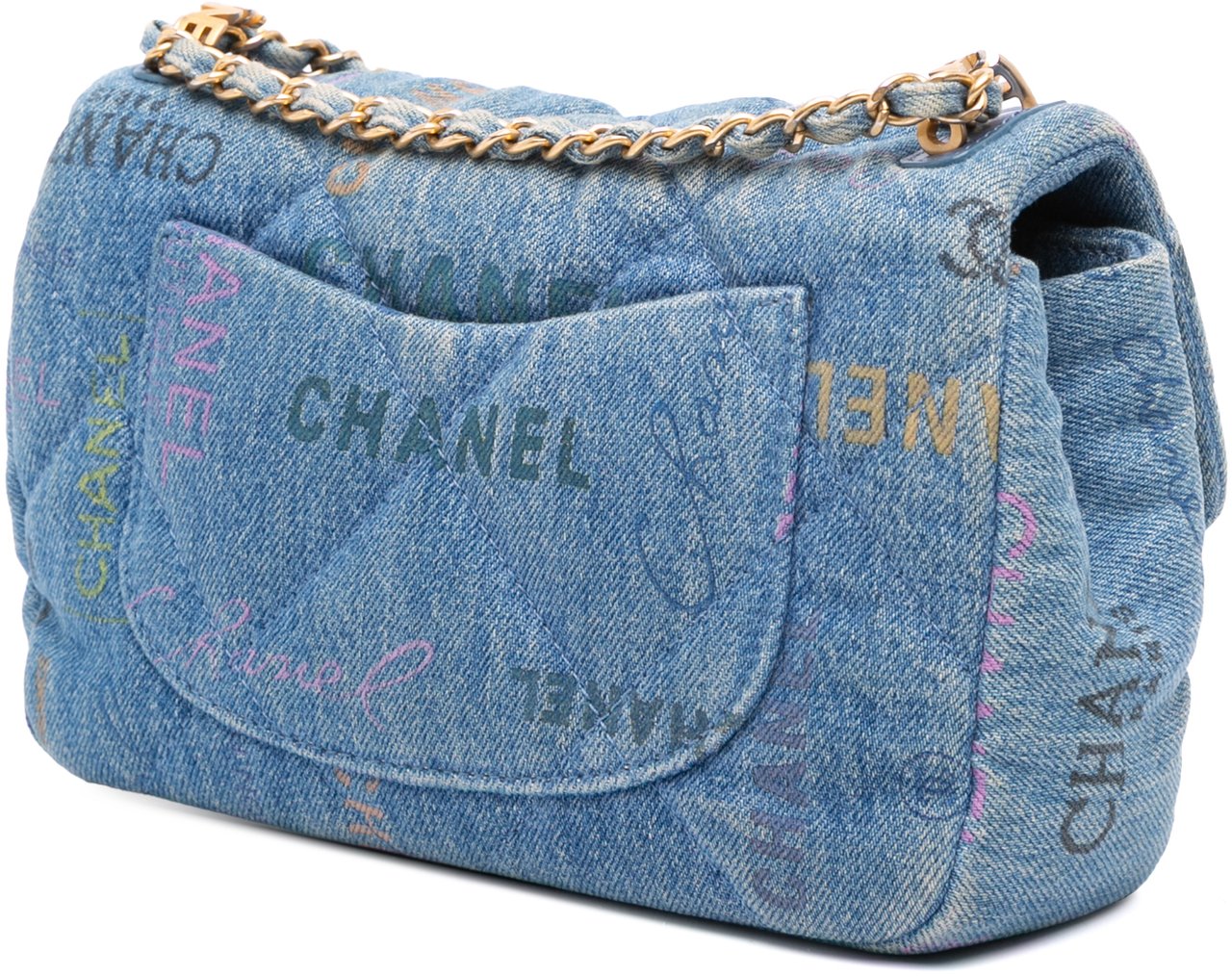 Chanel Mini Rectangular Quilted Denim Mood Flap Blauw