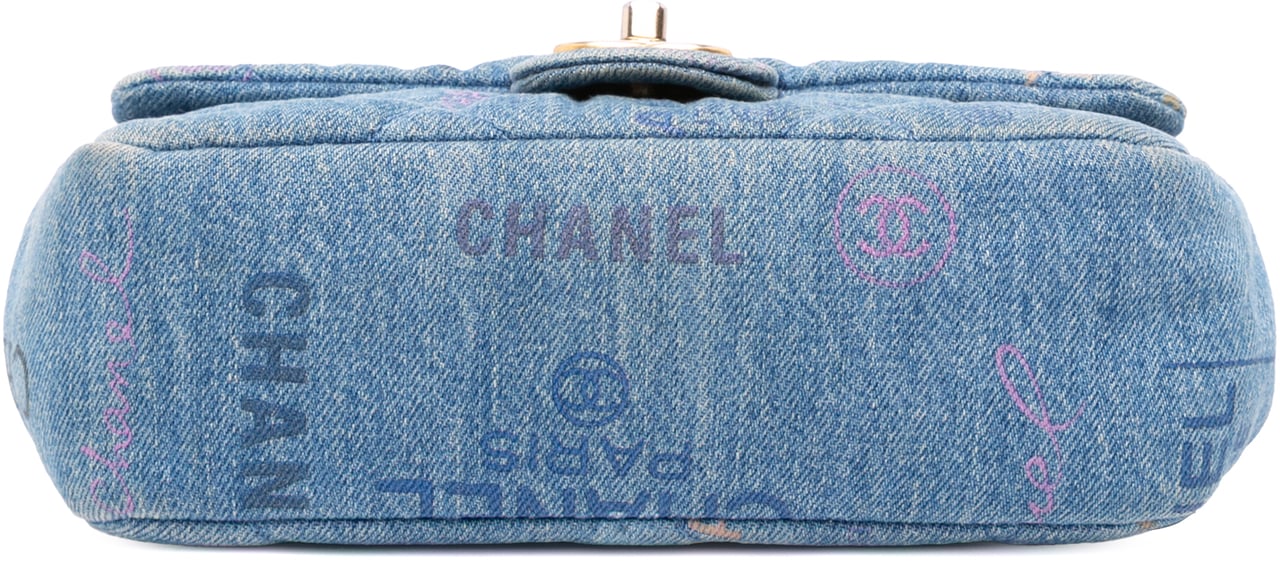 Chanel Mini Rectangular Quilted Denim Mood Flap Blauw