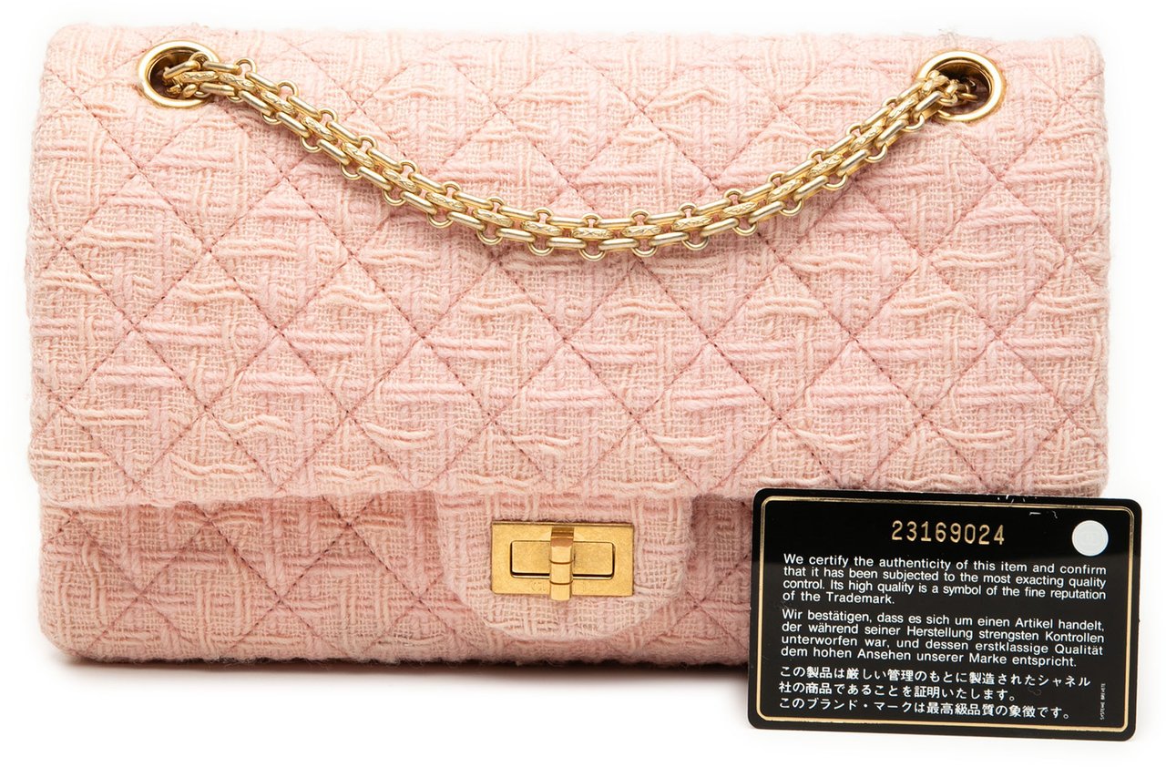 Chanel Reissue 2.55 Tweed Single Flap 225 Roze
