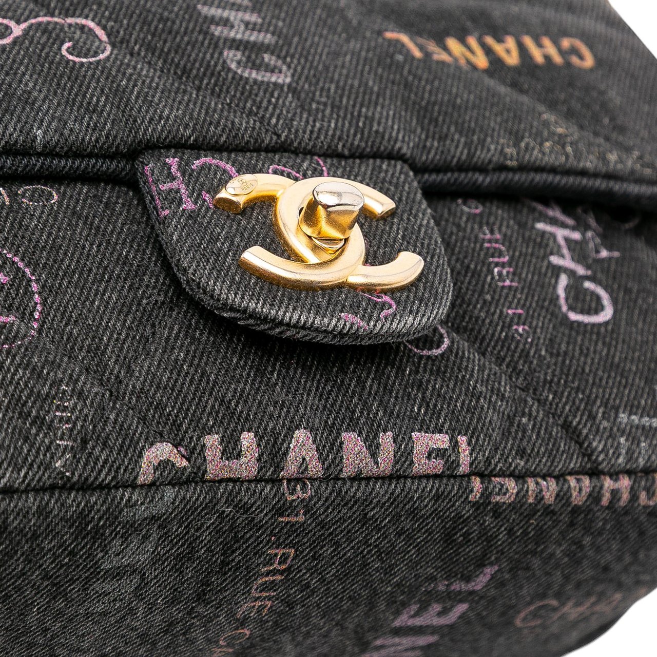 Chanel Mini Rectangular Quilted Denim Mood Flap Grijs