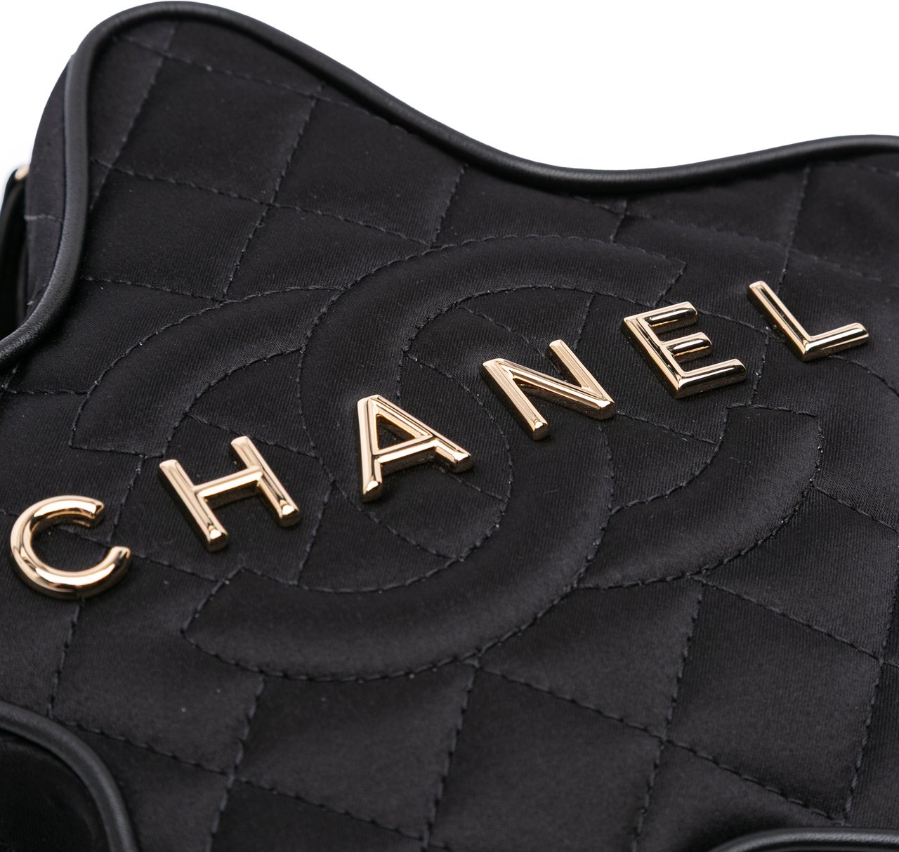 Chanel Quilted Satin Walk Of Fame Star Crossbody Zwart