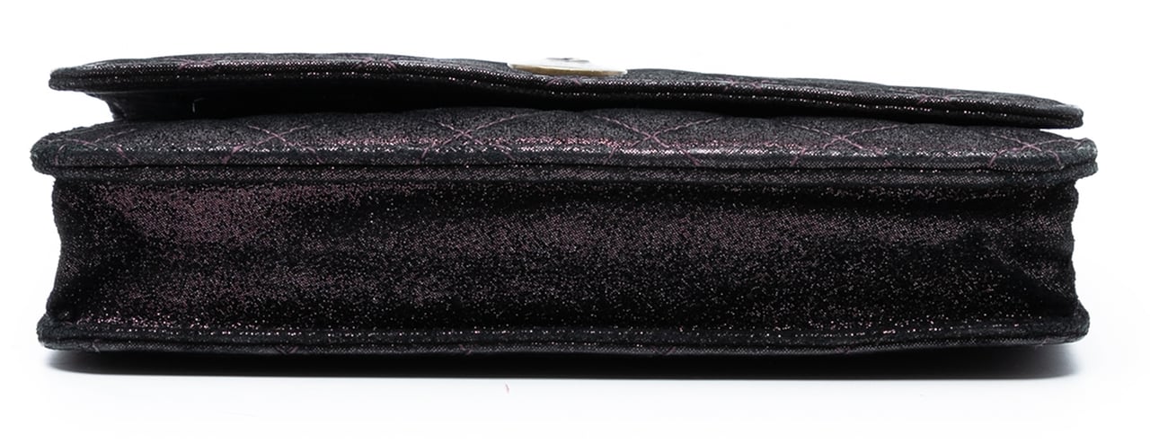 Chanel Quilted Iridescent Lambskin Tartan Button Wallet On Chain Paars