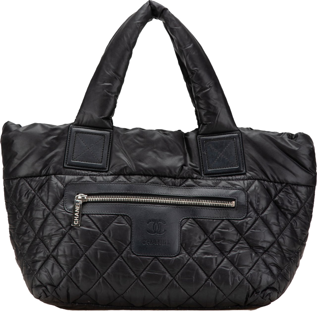 Chanel Small Quilted Nylon Coco Cocoon Tote Zwart