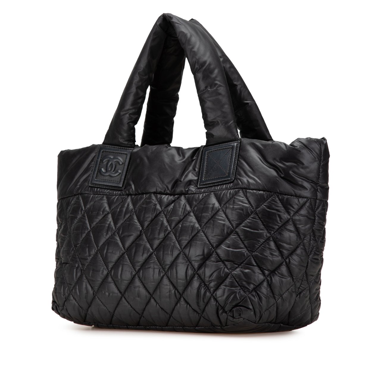 Chanel Small Quilted Nylon Coco Cocoon Tote Zwart