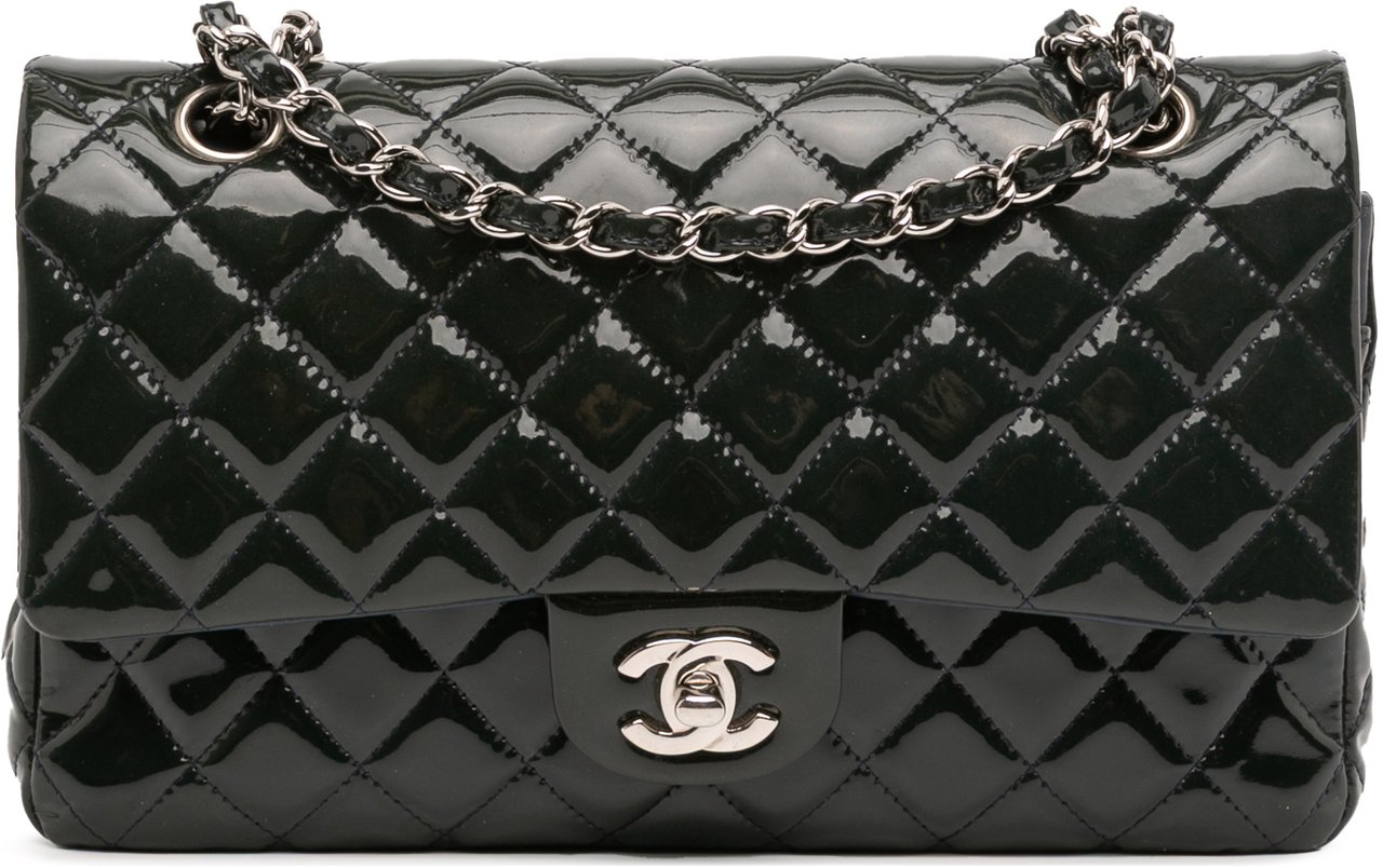 Chanel Medium Classic Patent Double Fla Groen