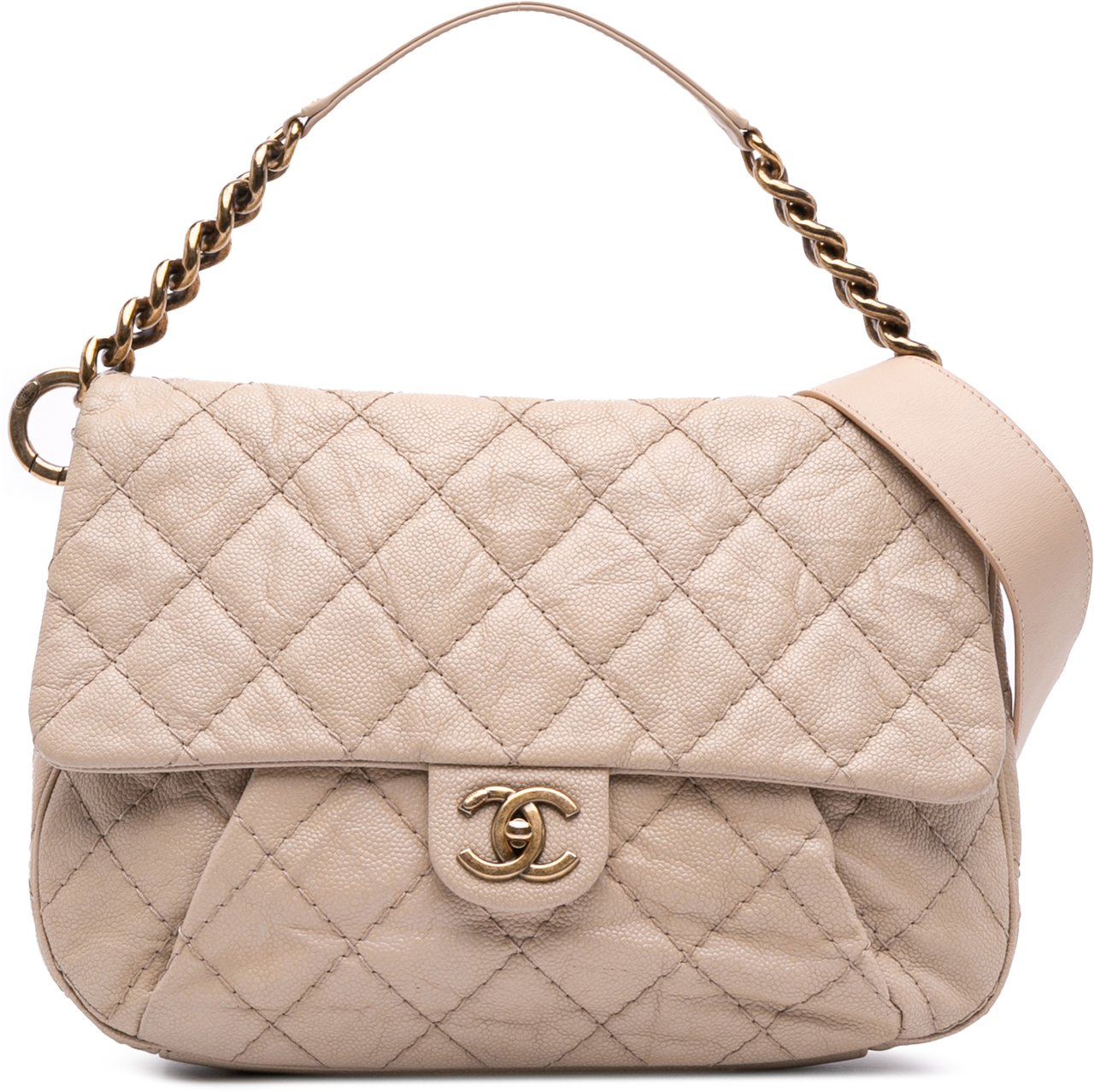 Chanel Medium Quilted Caviar Coco Pleats Messenger Flap Bruin