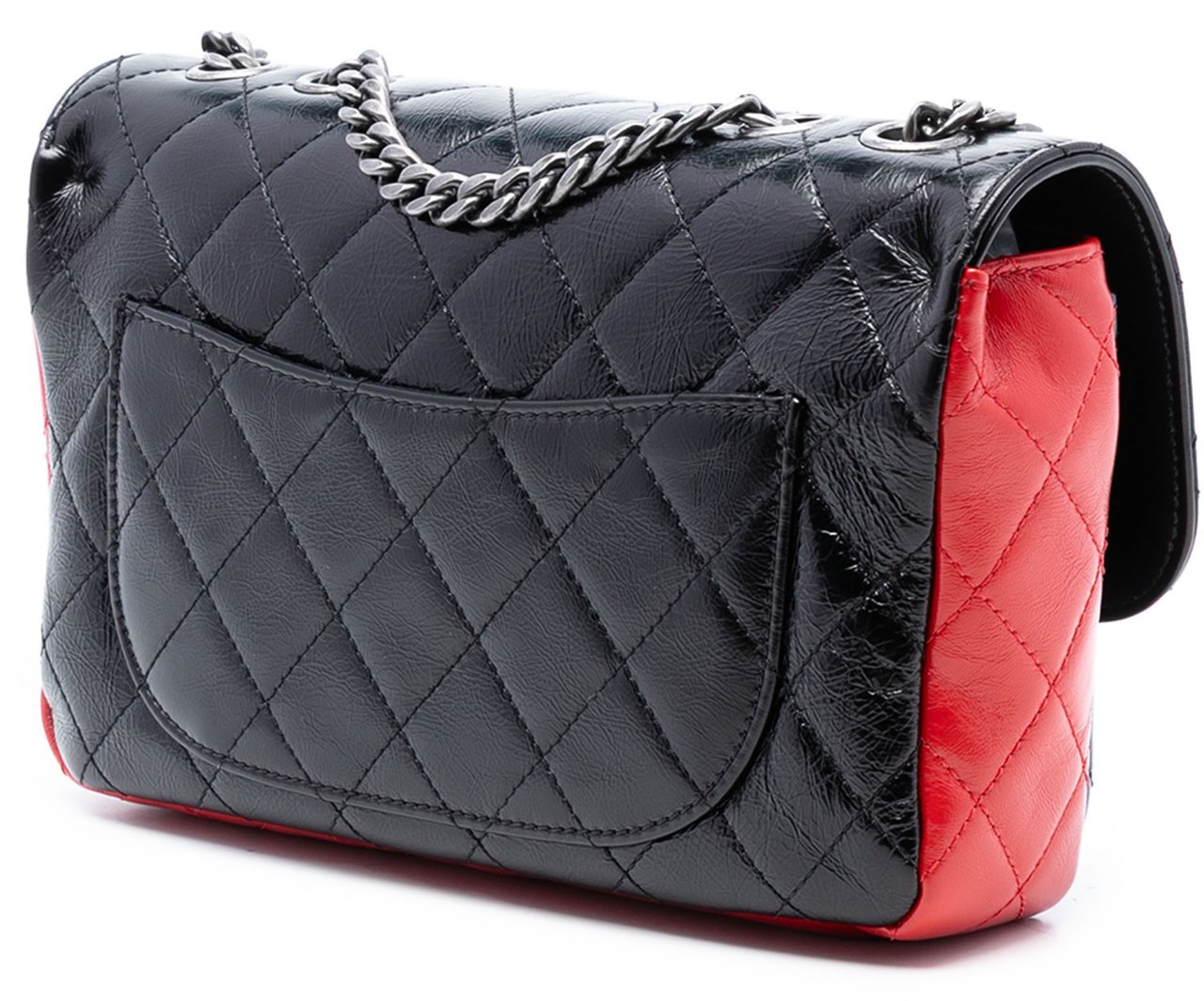 Chanel Medium Tricolor Quilted Glazed Calfskin CC Plate Flap Zwart