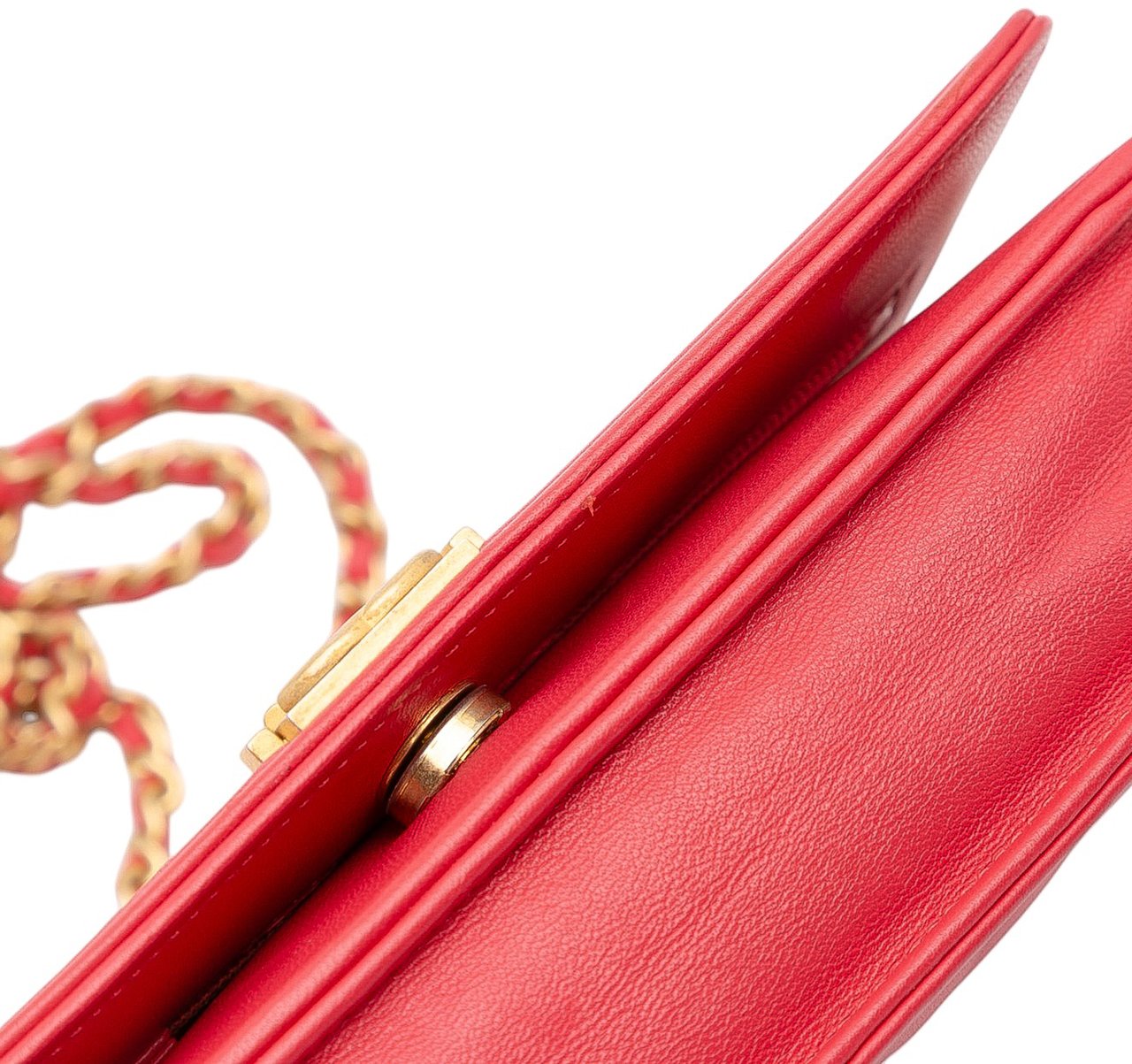 Chanel Quilted Caviar Boy Wallet on Chain Rood