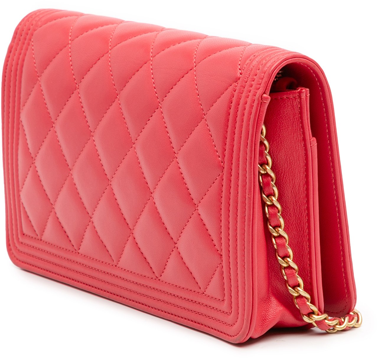 Chanel Quilted Caviar Boy Wallet on Chain Rood