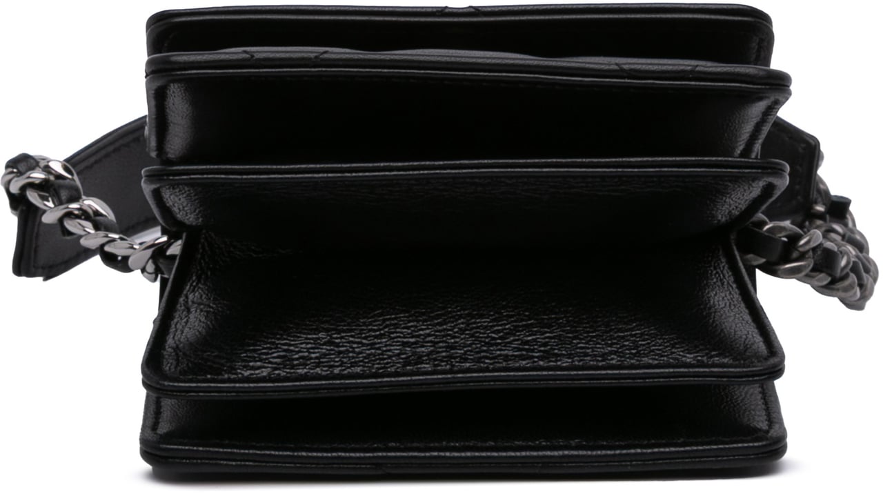 Chanel Lambskin 19 Flap Coin Purse With Chain Zwart