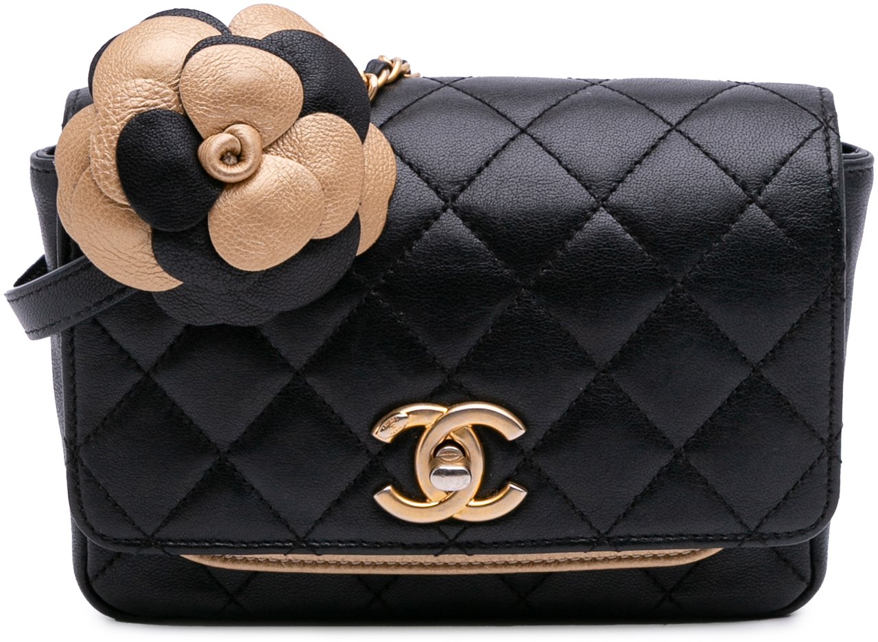 Chanel Small Quilted Lambskin Private Affair Camellia Flap Zwart