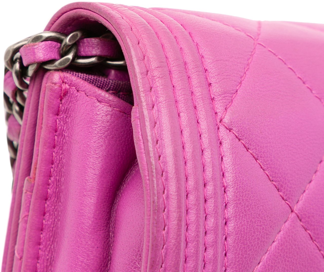 Chanel Lambskin Boy Wallet on Chain Paars