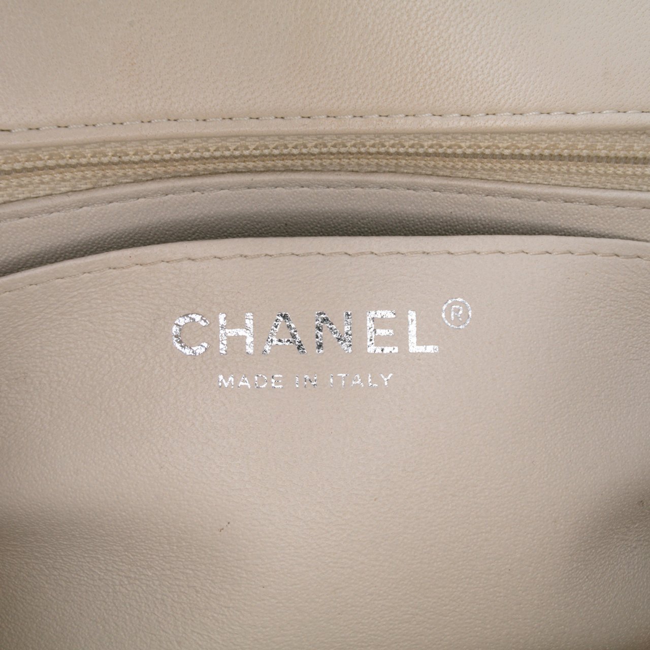 Chanel Mini Square Classic Chevron Lambskin Single Flap Wit