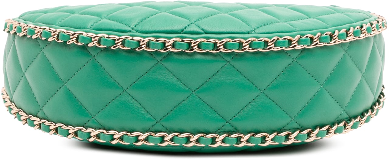 Chanel Small Quilted Lambskin Chain Around Hook Hobo Bag Groen