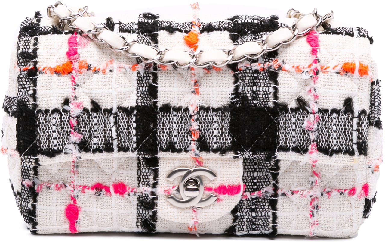 Chanel Mini Rectangular Classic Tweed Single Flap Wit