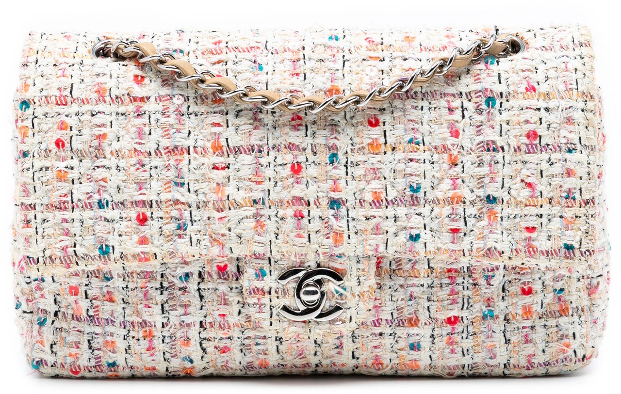 Chanel Medium Classic Tweed Double Flap Wit