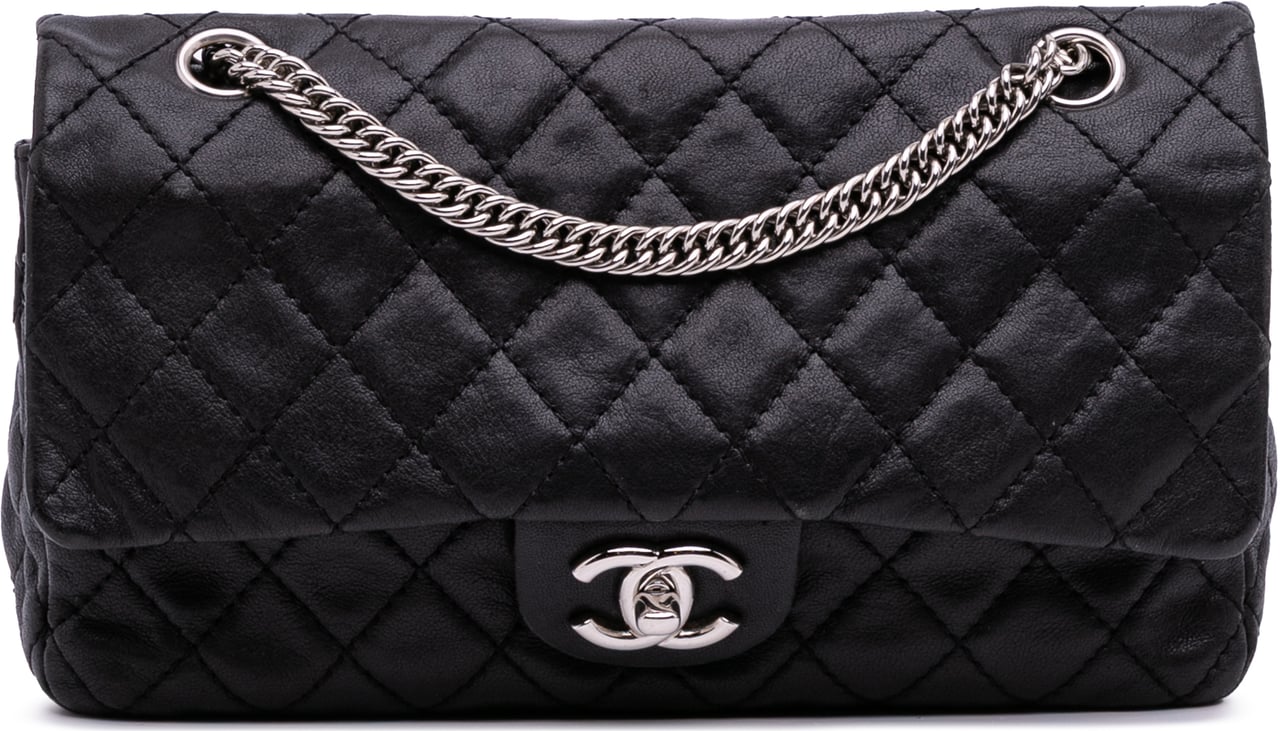 Chanel Medium Classic Washed Lambskin Bijoux Chain Double Flap Zwart