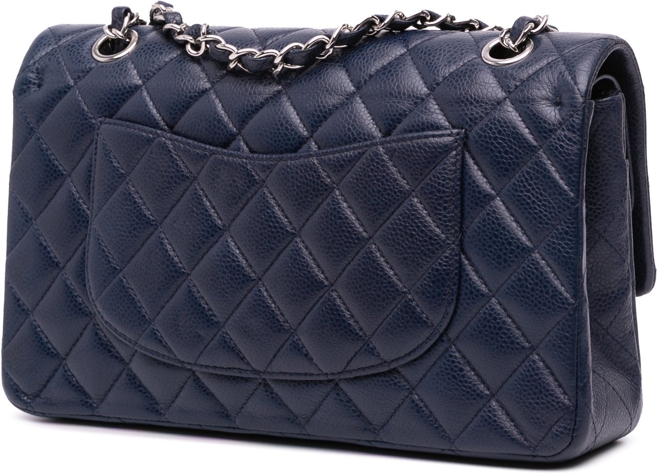 Chanel Medium Classic Caviar Double Flap Blauw