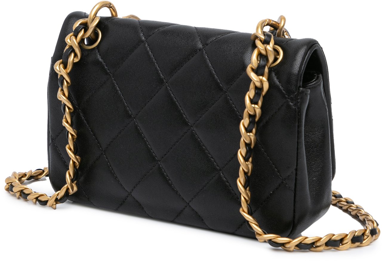 Chanel Small Quilted Lambskin Chain is More Flap Zwart