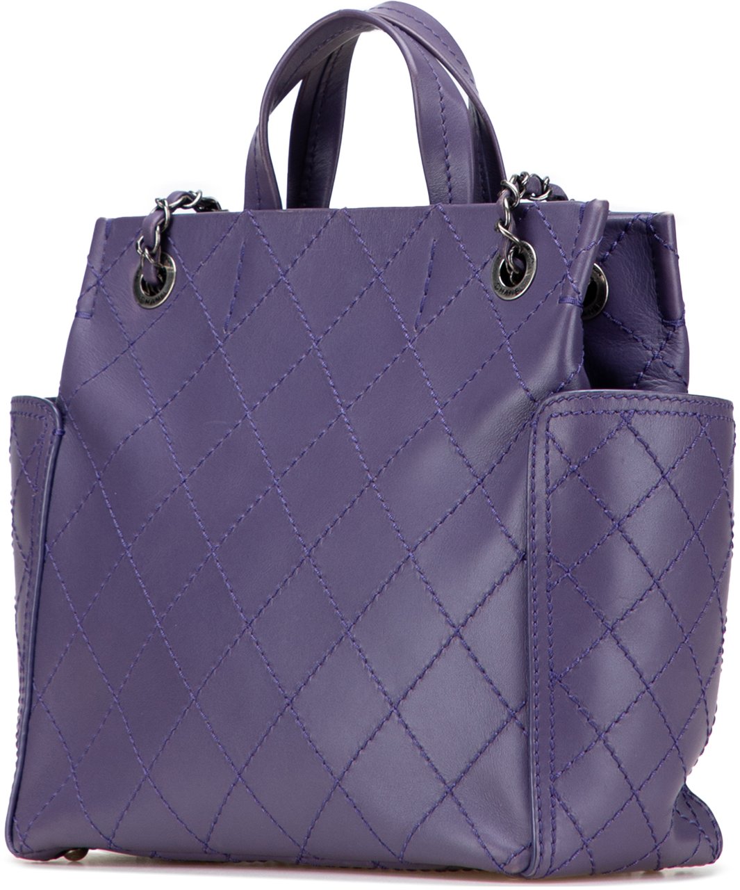 Chanel Small CC Quilted Calfskin Pocket Tote Paars