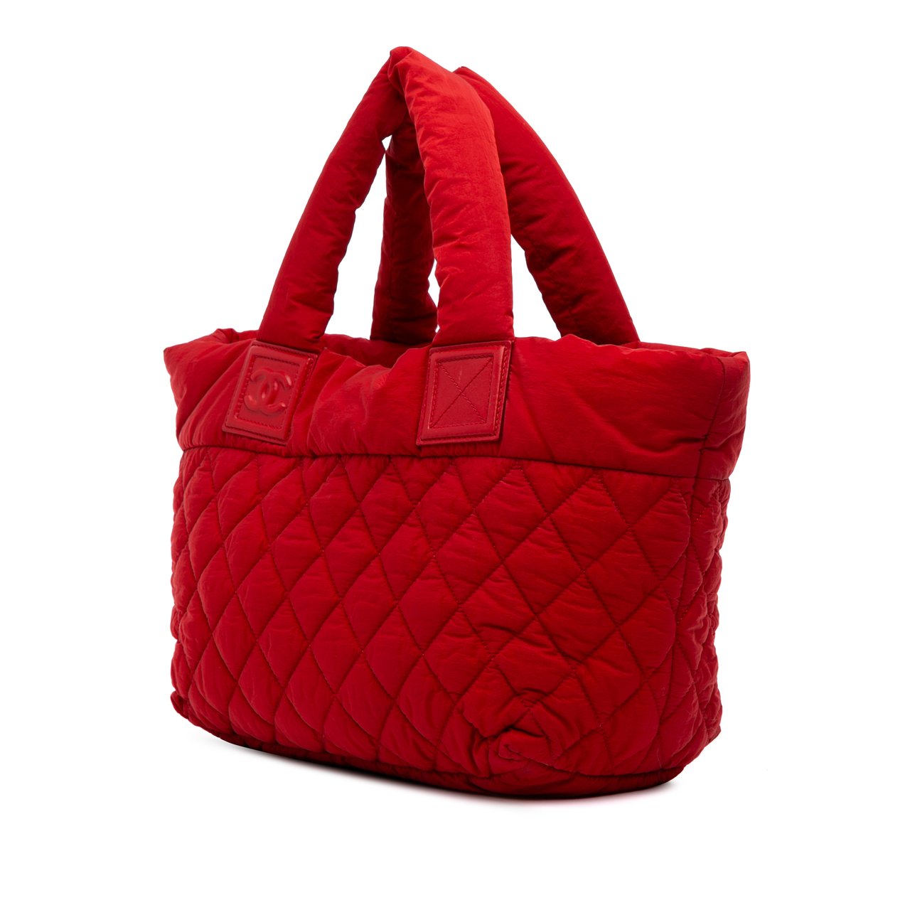 Chanel Small Quilted Nylon Coco Cocoon Tote Rood