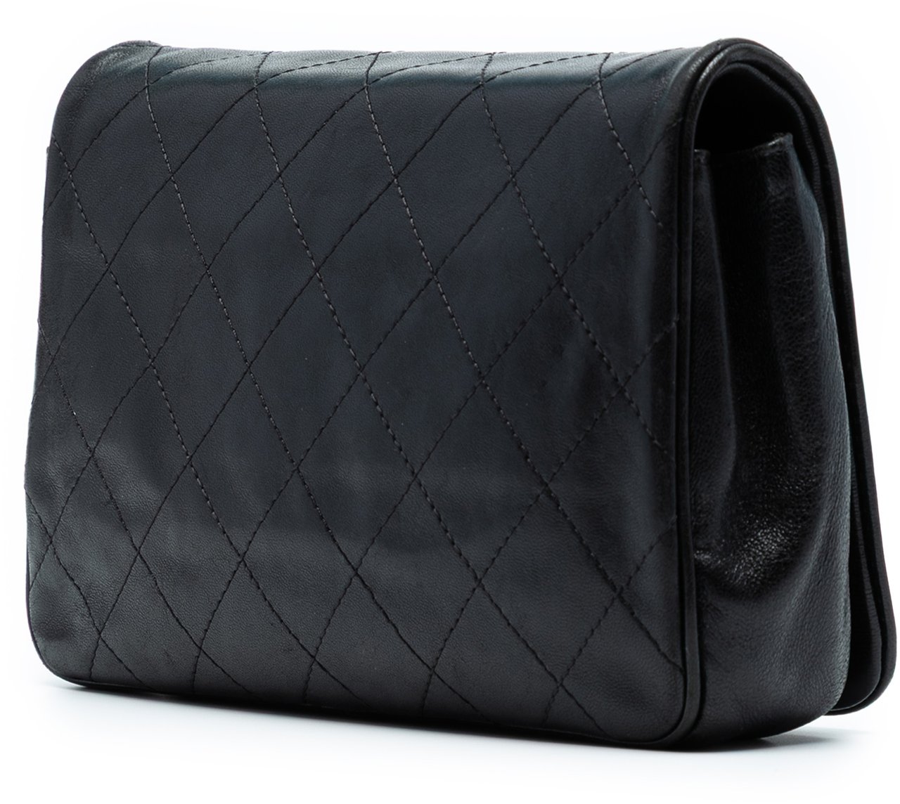 Chanel CC Quilted Lambskin Full Flap Wallet on Chain Zwart