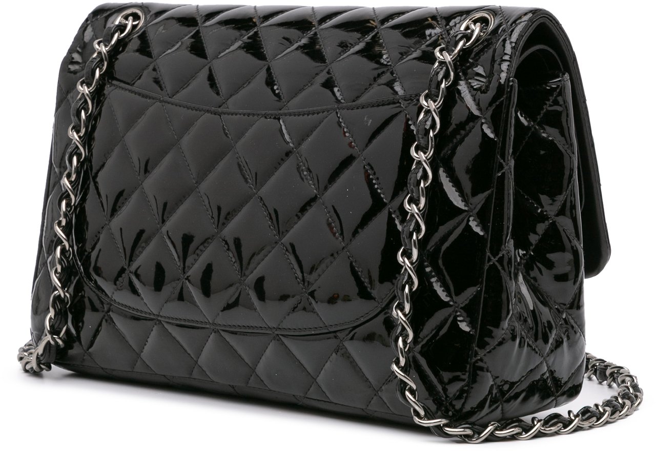 Chanel Jumbo Classic Patent Double Flap Zwart