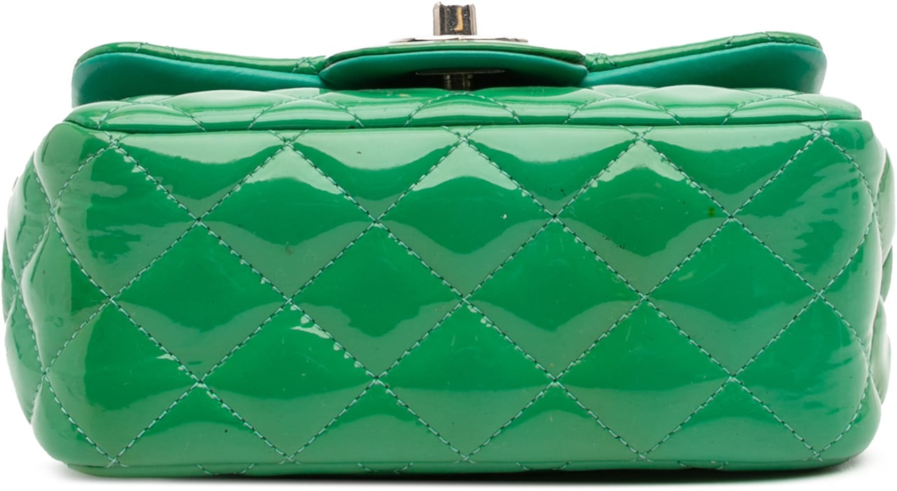Chanel Mini Square Classic Patent Single Flap Groen
