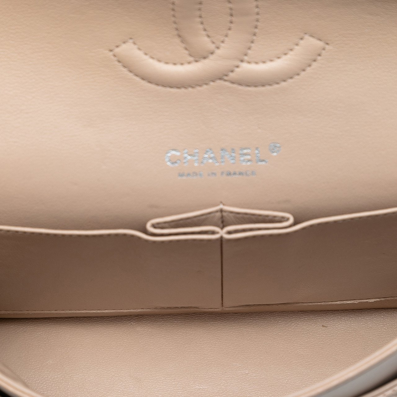 Chanel Medium Classic Lambskin Camellia Stitched Double Flap Bruin