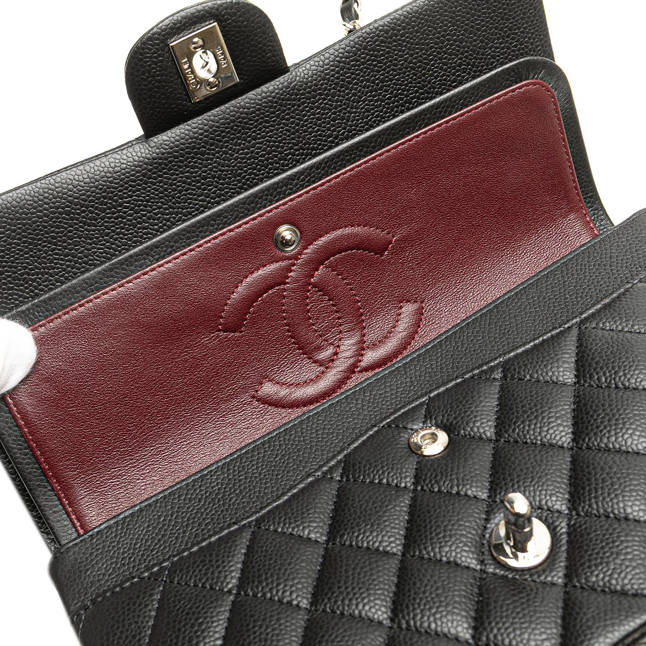 Chanel Medium Classic Caviar Double Flap Zwart
