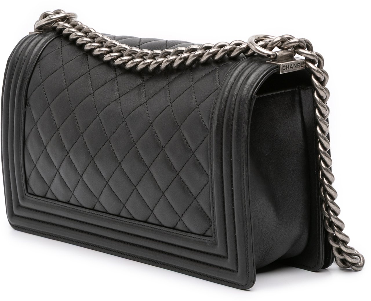 Chanel Old Medium Quilted Lambskin Boy Flap Zwart