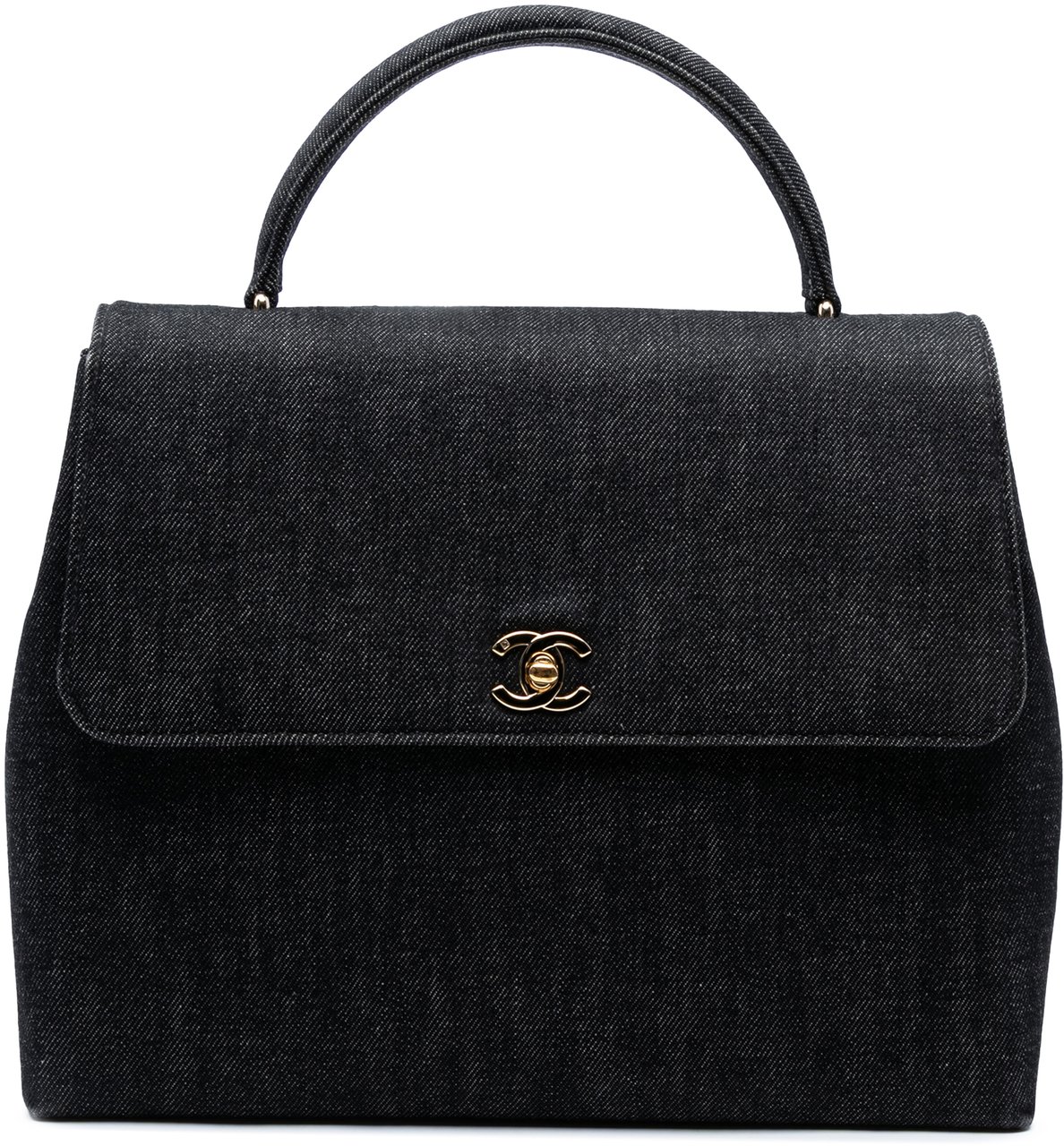 Chanel CC Denim Kelly Top Handle Bag Zwart