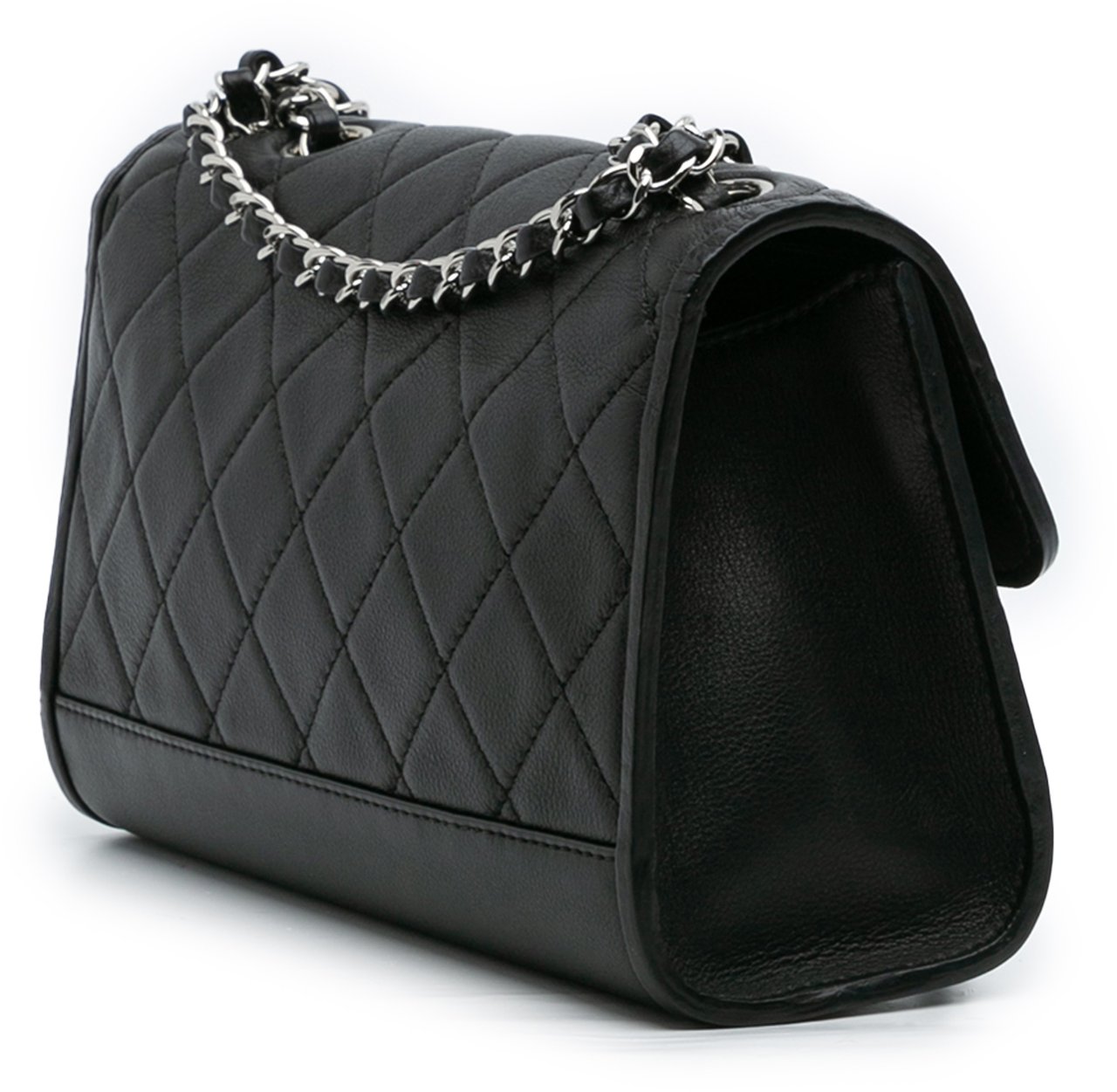 Chanel CC Quilted Lambskin Single Flap Zwart