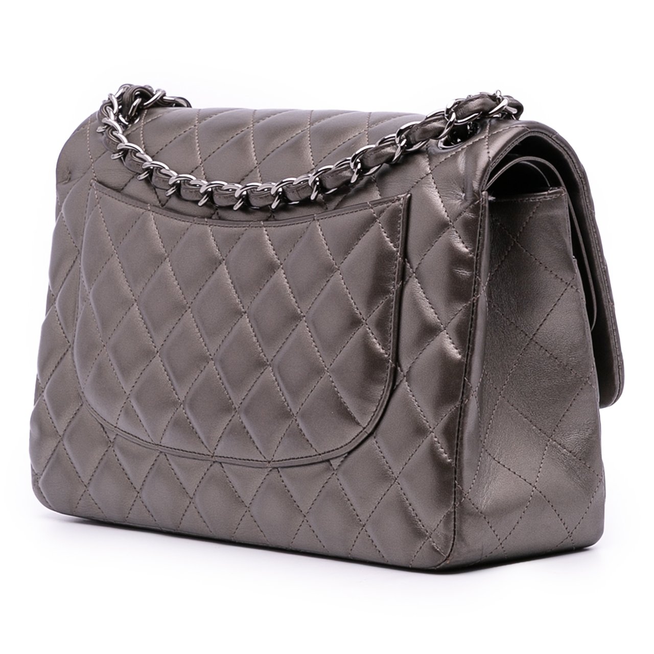 Chanel Jumbo Classic Lambskin Double Flap Grijs