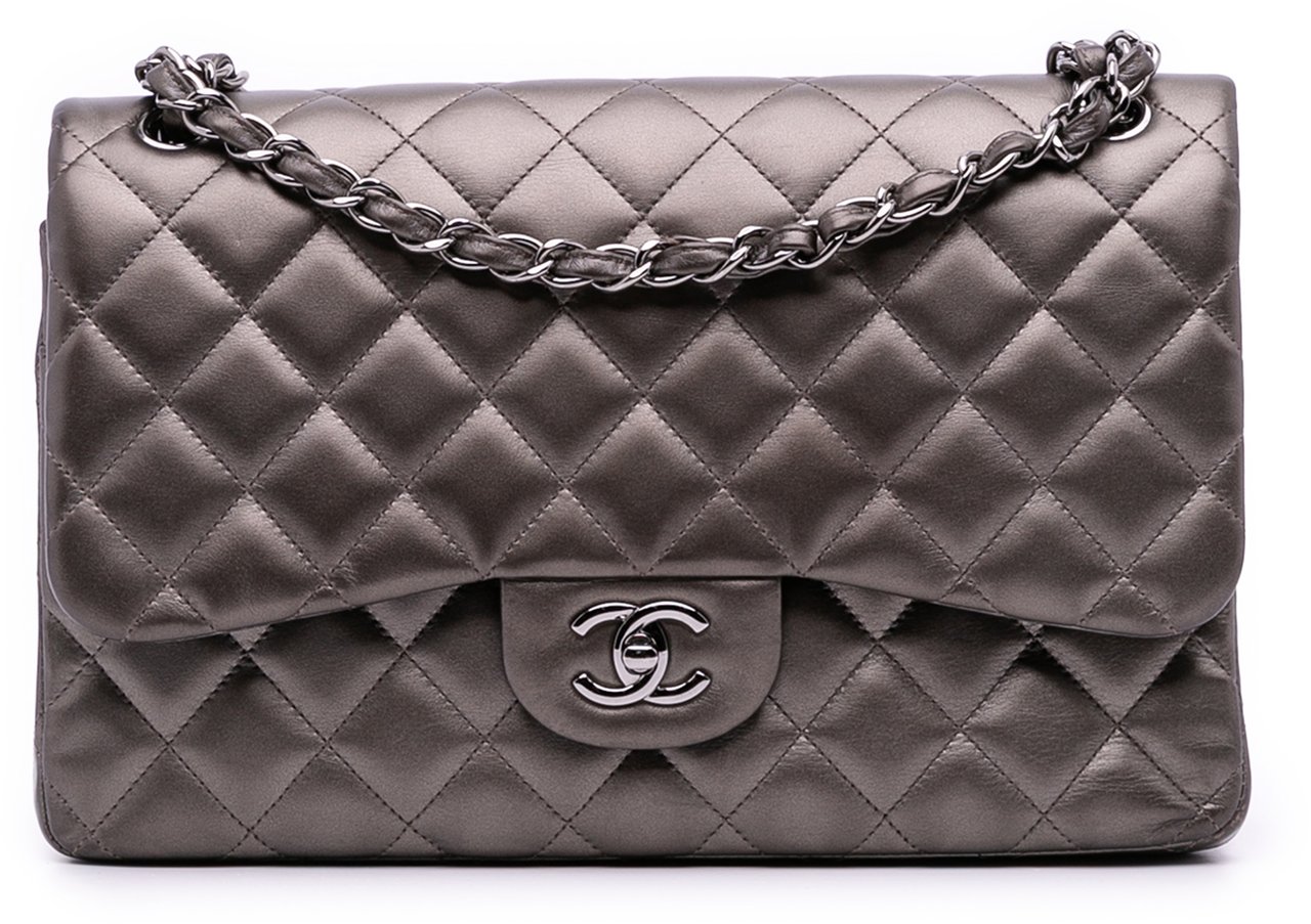 Chanel Jumbo Classic Lambskin Double Flap Grijs