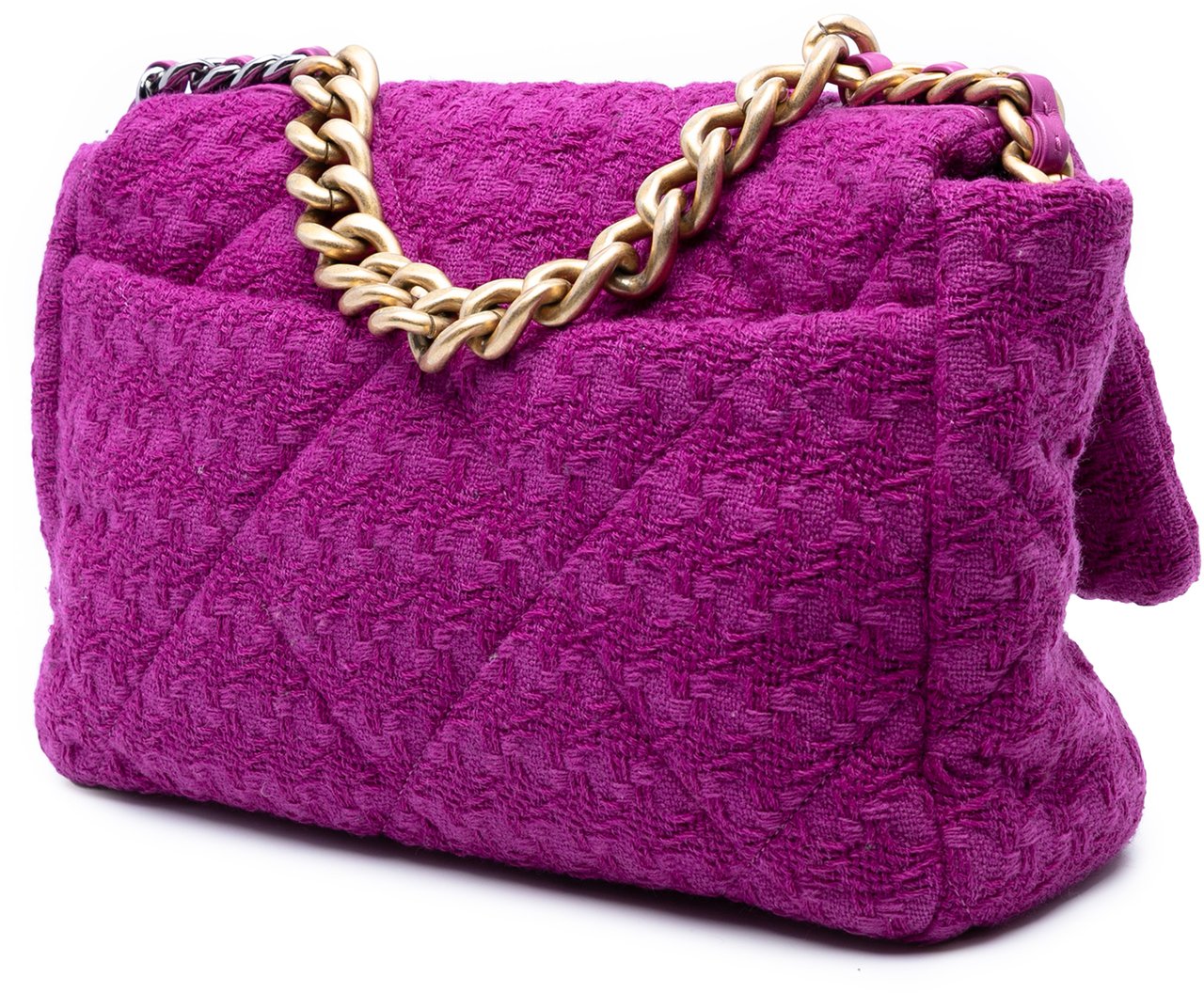Chanel Large Tweed 19 Flap Paars