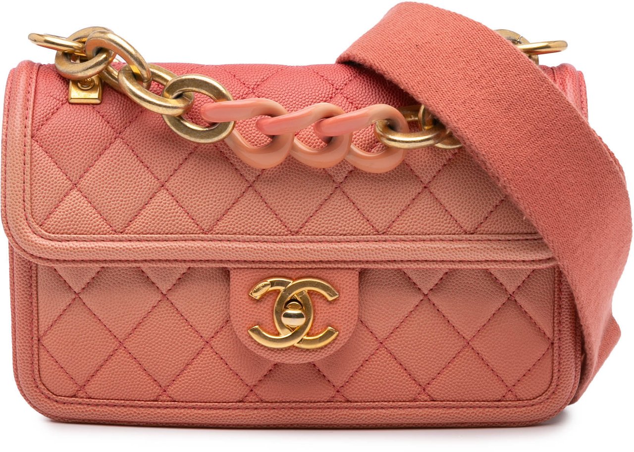 Chanel Small Quilted Caviar Sunset On The Sea Flap Roze