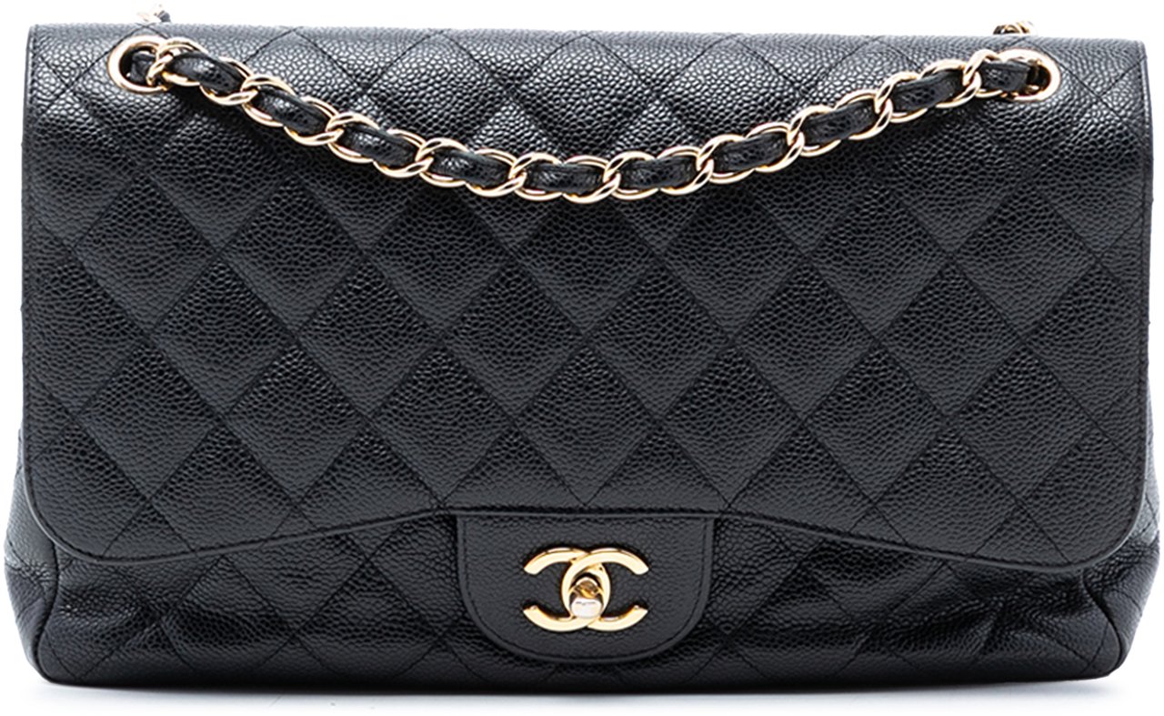 Chanel Jumbo Classic Caviar Double Flap Zwart