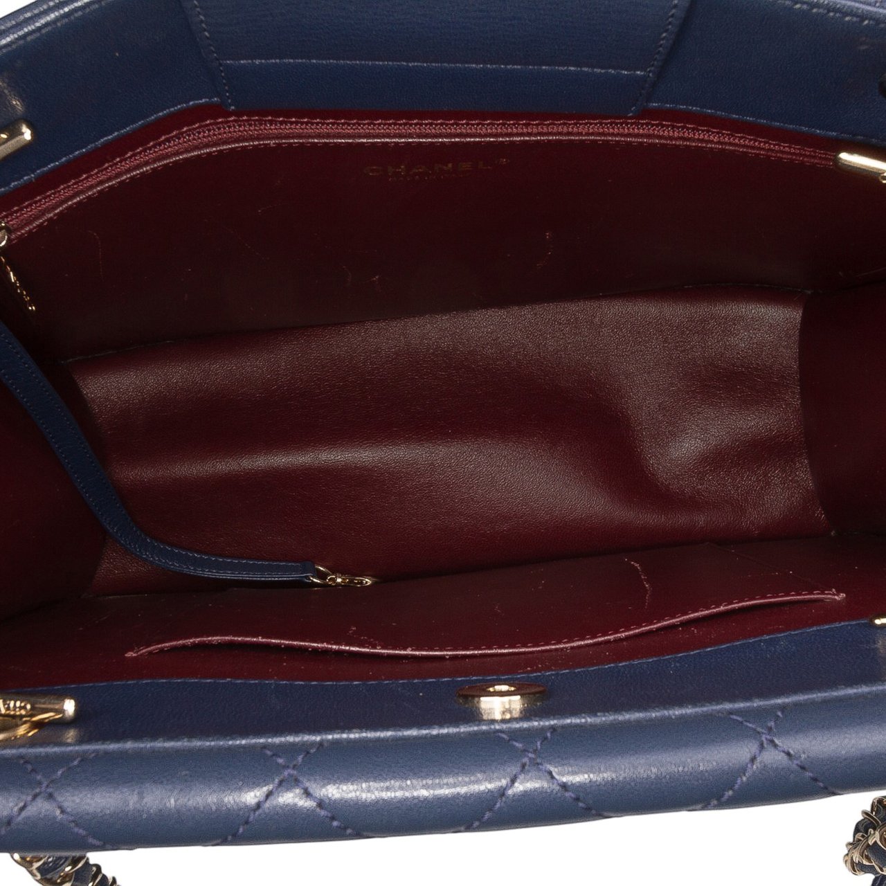 Chanel Quilted Sheepskin Beauty Lock Shopping Tote Blauw
