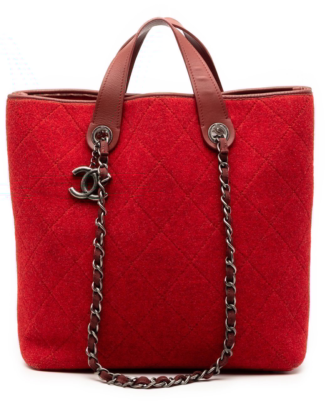 Chanel Medium CC Quilted Felt Pop Tote Rood