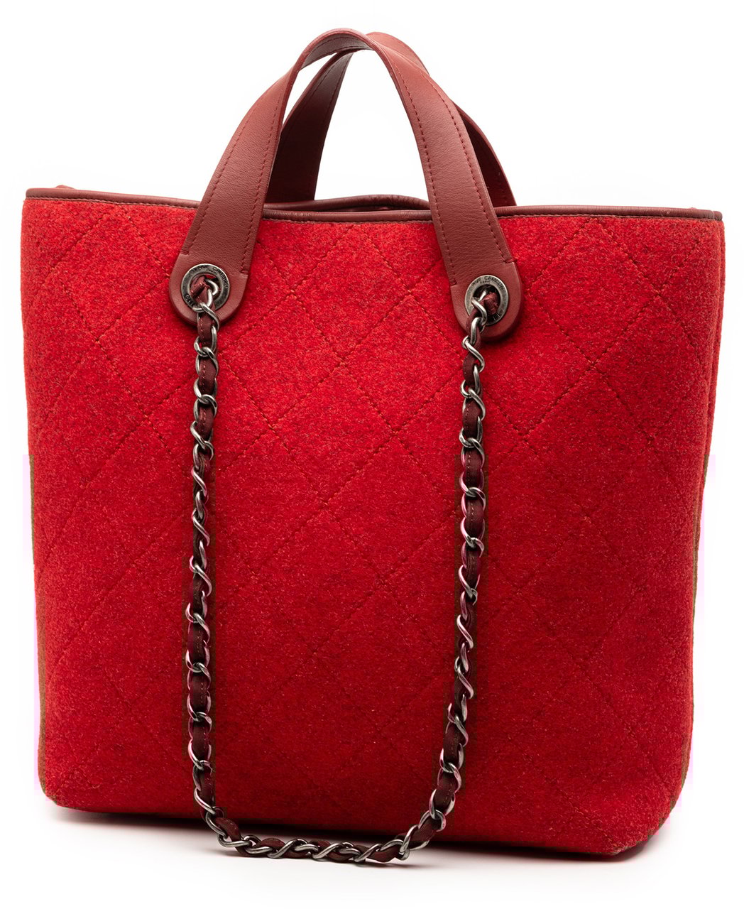 Chanel Medium CC Quilted Felt Pop Tote Rood