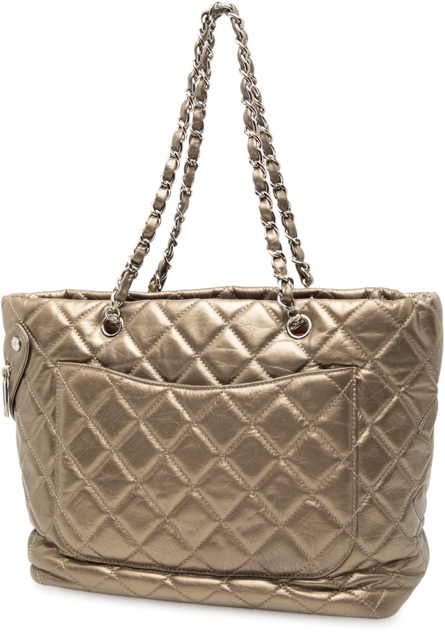 Chanel Large Aged Calfskin Cotton Club Tote Goud