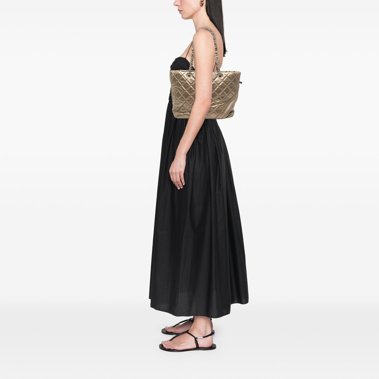 Chanel Large Aged Calfskin Cotton Club Tote Goud