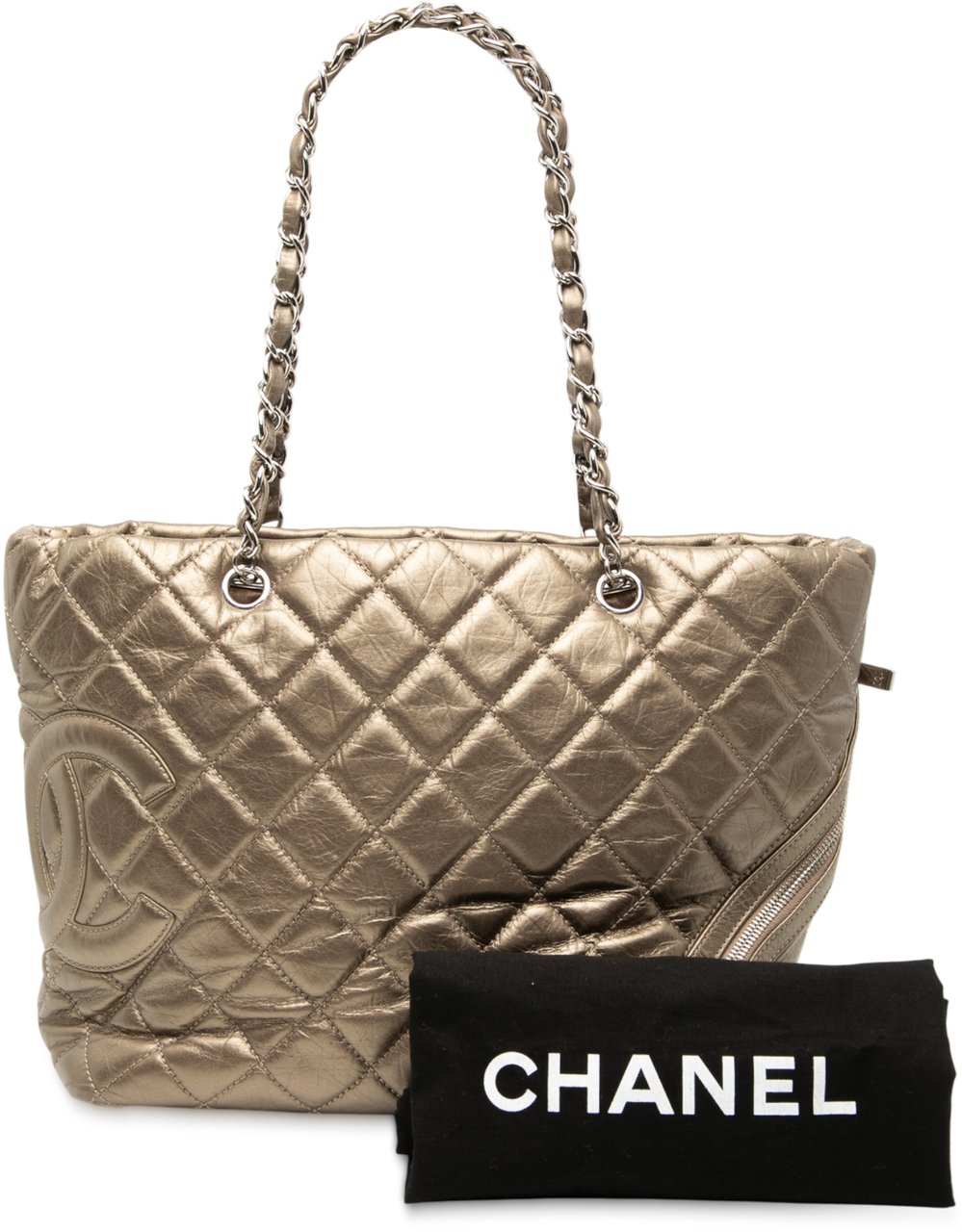 Chanel Large Aged Calfskin Cotton Club Tote Goud