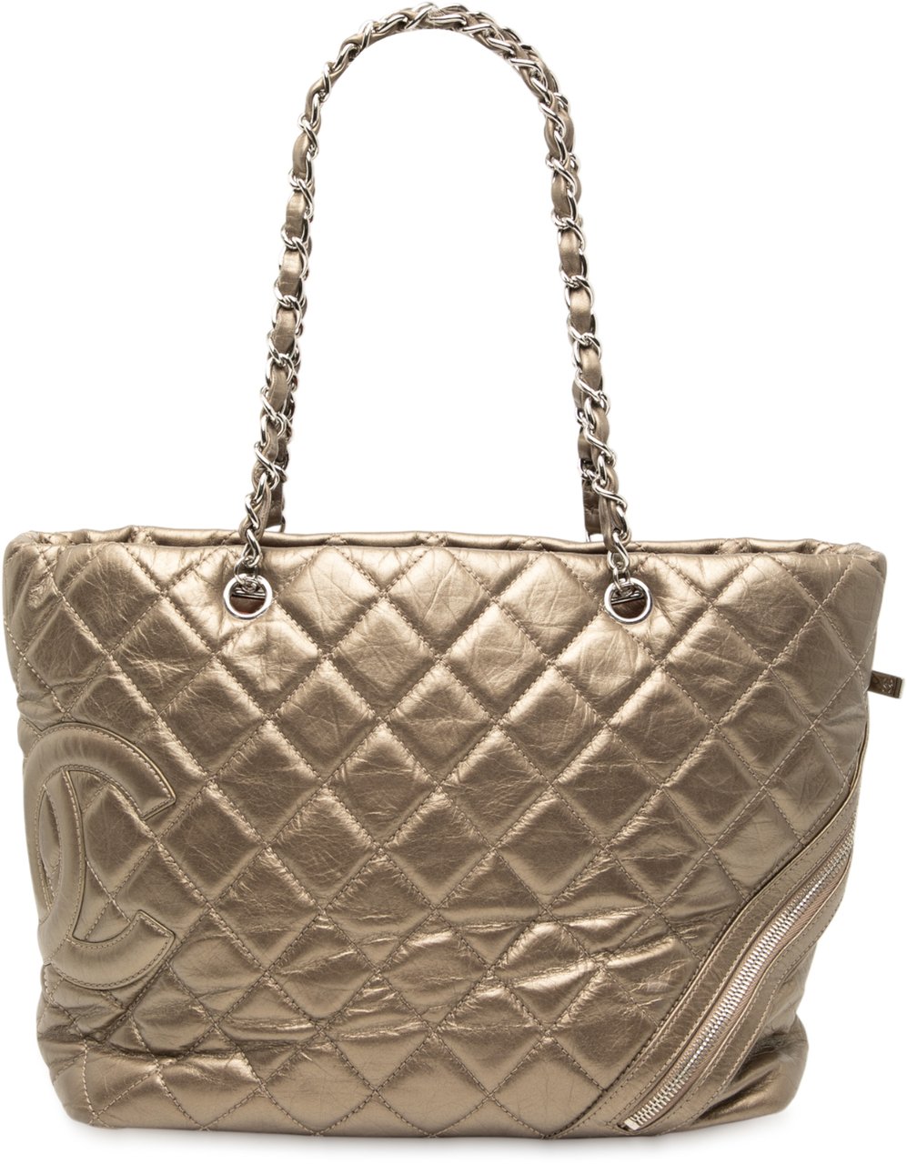 Chanel Large Aged Calfskin Cotton Club Tote Goud