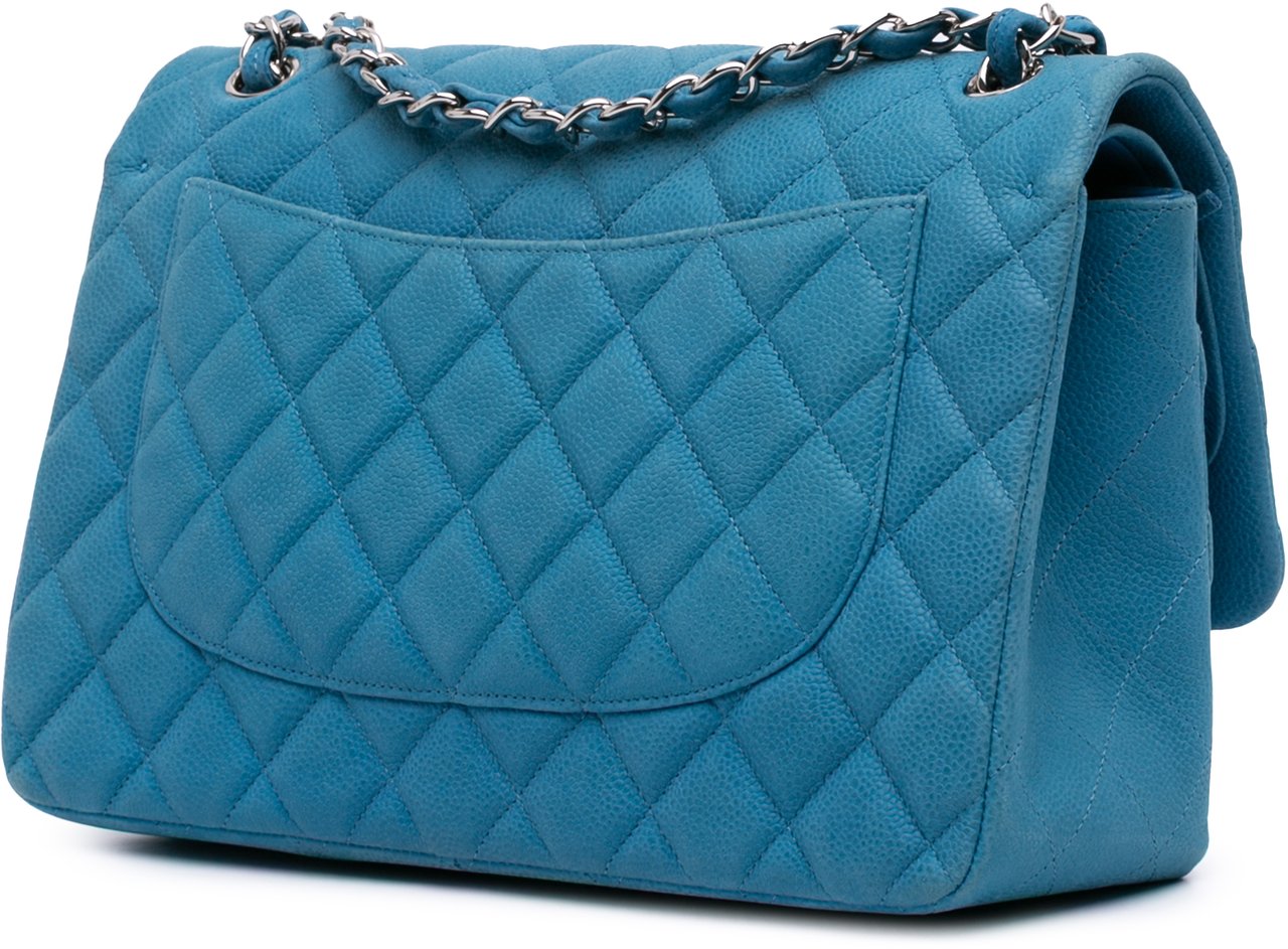 Chanel Jumbo Classic Caviar Double Flap Blauw