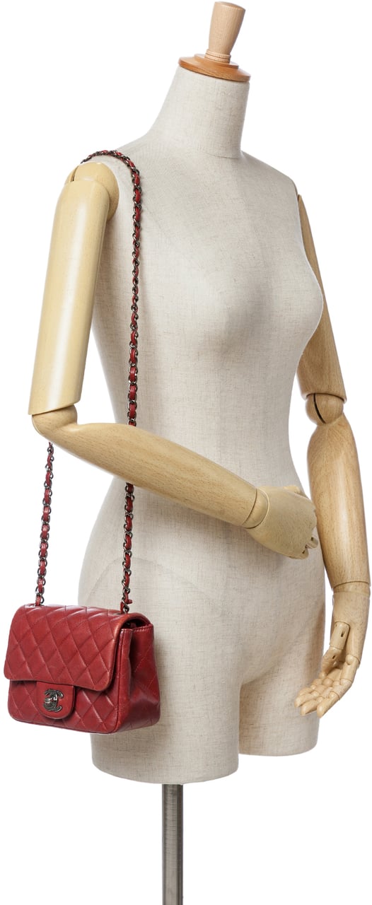 Chanel Mini Square Classic Lambskin Single Flap Rood