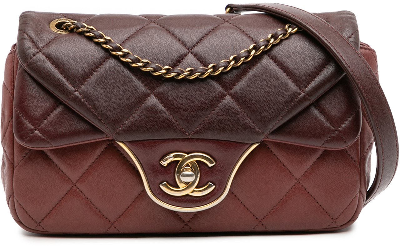 Chanel CC Tricolor Quilted Lambskin Double Flap Rood