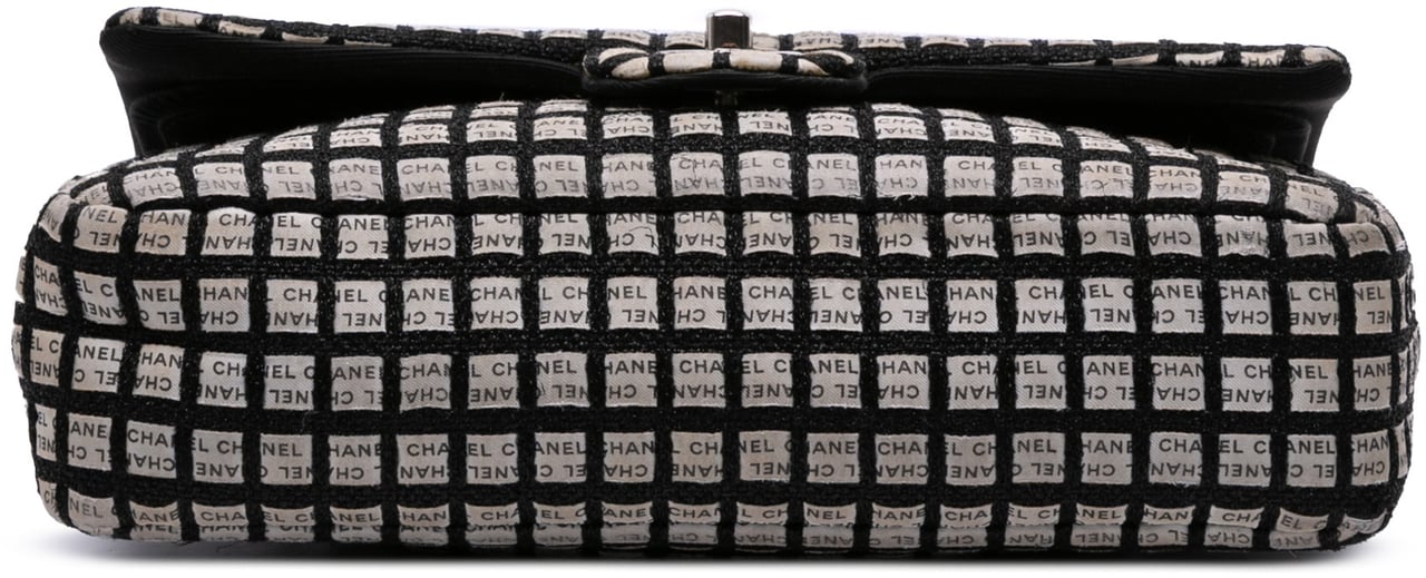 Chanel Medium Classic Ribbon Tweed Double Flap Wit