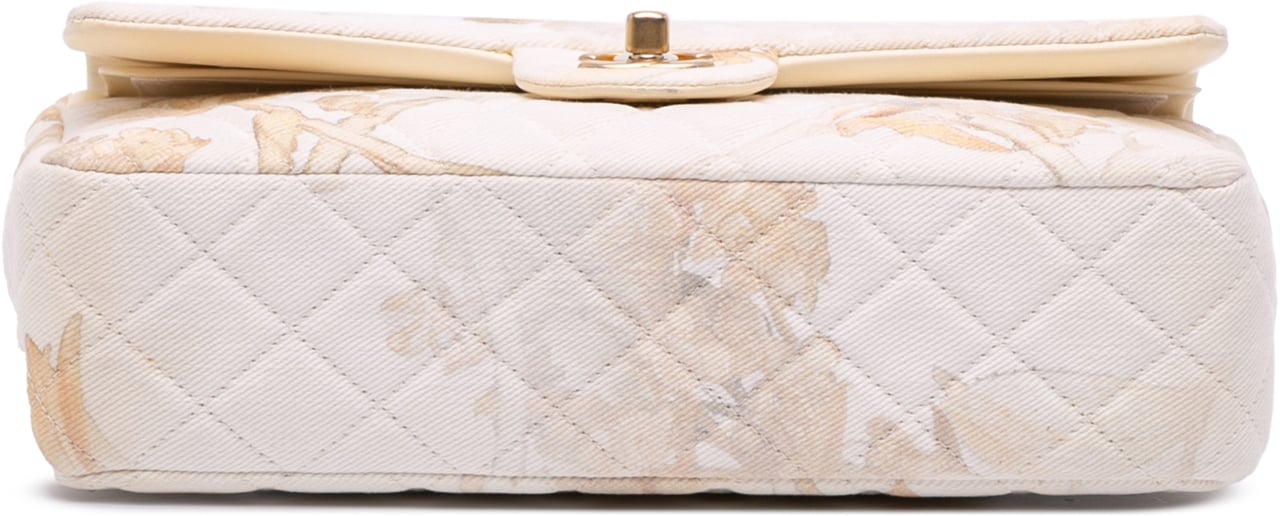 Chanel Medium Classic Printed Denim Floral Double Flap Bruin